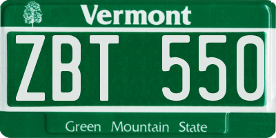 VT license plate ZBT550
