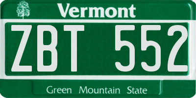 VT license plate ZBT552