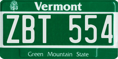 VT license plate ZBT554
