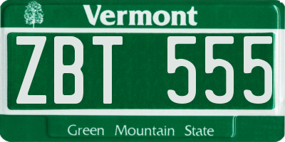 VT license plate ZBT555