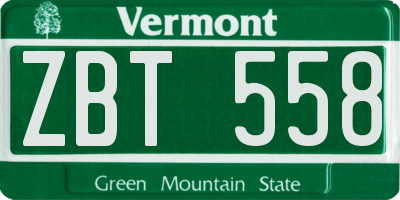 VT license plate ZBT558