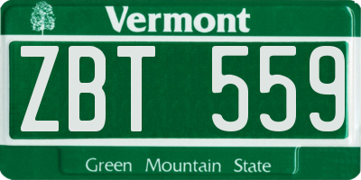 VT license plate ZBT559