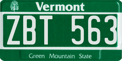 VT license plate ZBT563
