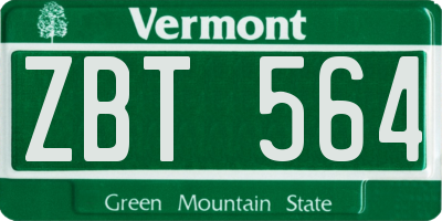 VT license plate ZBT564