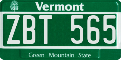 VT license plate ZBT565