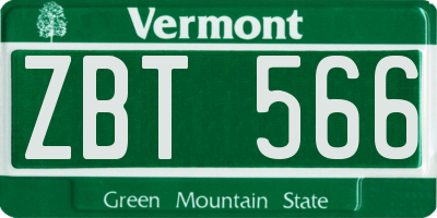VT license plate ZBT566