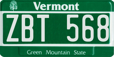 VT license plate ZBT568