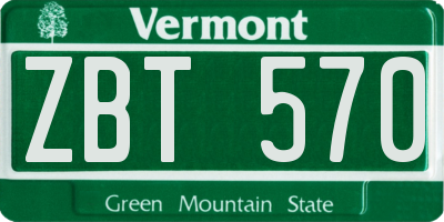VT license plate ZBT570
