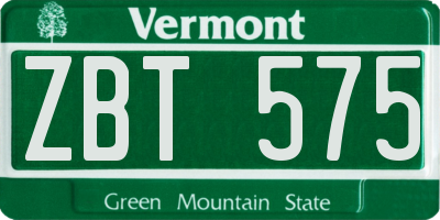 VT license plate ZBT575
