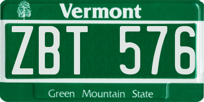 VT license plate ZBT576