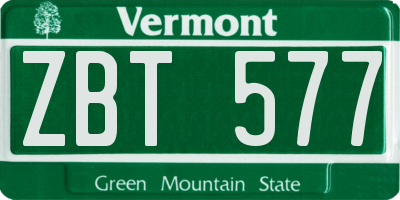 VT license plate ZBT577