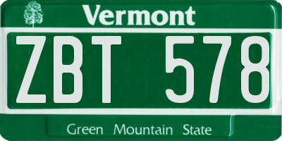 VT license plate ZBT578