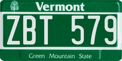 VT license plate ZBT579