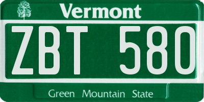 VT license plate ZBT580