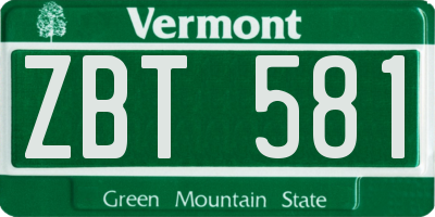 VT license plate ZBT581