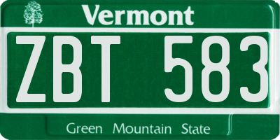 VT license plate ZBT583