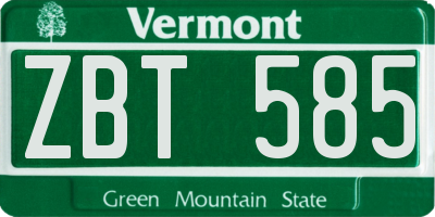 VT license plate ZBT585