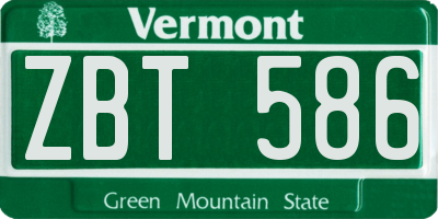 VT license plate ZBT586