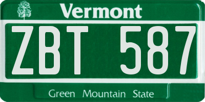 VT license plate ZBT587