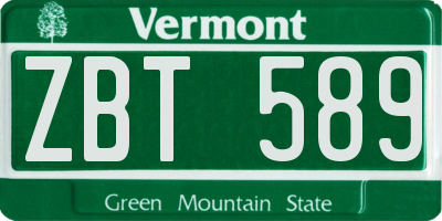 VT license plate ZBT589