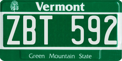 VT license plate ZBT592