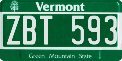 VT license plate ZBT593