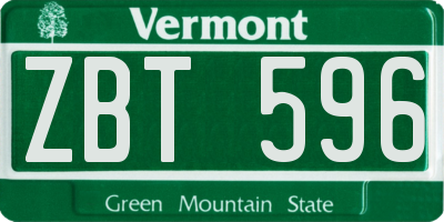 VT license plate ZBT596