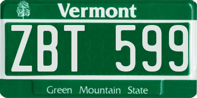 VT license plate ZBT599