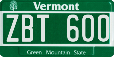 VT license plate ZBT600