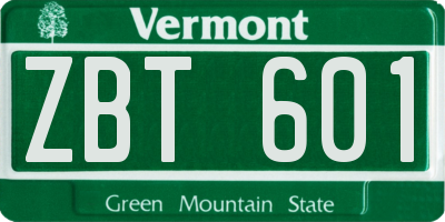 VT license plate ZBT601
