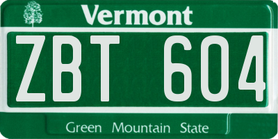 VT license plate ZBT604