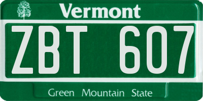 VT license plate ZBT607