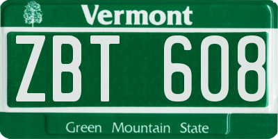VT license plate ZBT608