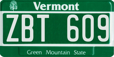 VT license plate ZBT609