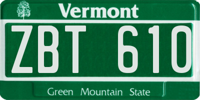 VT license plate ZBT610