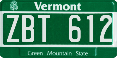 VT license plate ZBT612