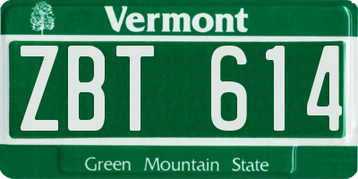 VT license plate ZBT614