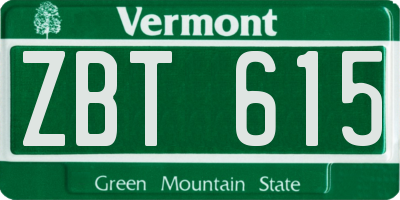 VT license plate ZBT615