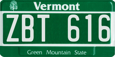 VT license plate ZBT616