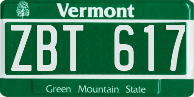 VT license plate ZBT617