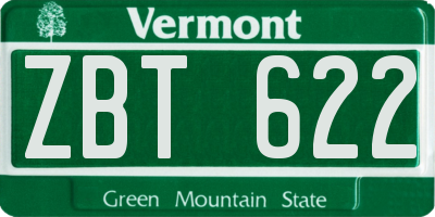 VT license plate ZBT622