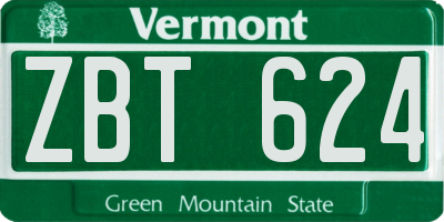 VT license plate ZBT624