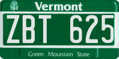 VT license plate ZBT625