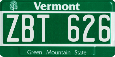 VT license plate ZBT626