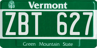 VT license plate ZBT627