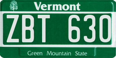 VT license plate ZBT630