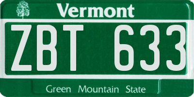VT license plate ZBT633