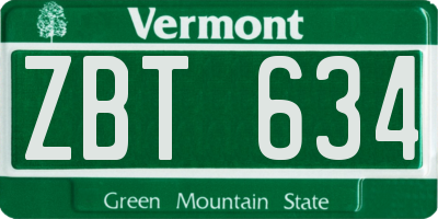 VT license plate ZBT634