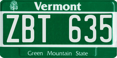 VT license plate ZBT635