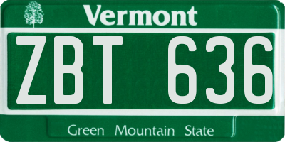 VT license plate ZBT636